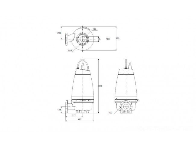 Насос канализационный Grundfos SEV.100.100.30.4.50D.R