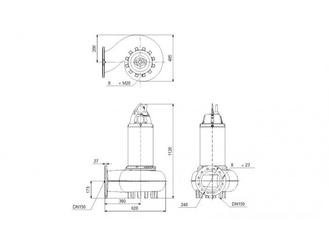 Насос канализационный GRUNDFOS SE1.95.150.185.4.52H.H.Q.EX.51D