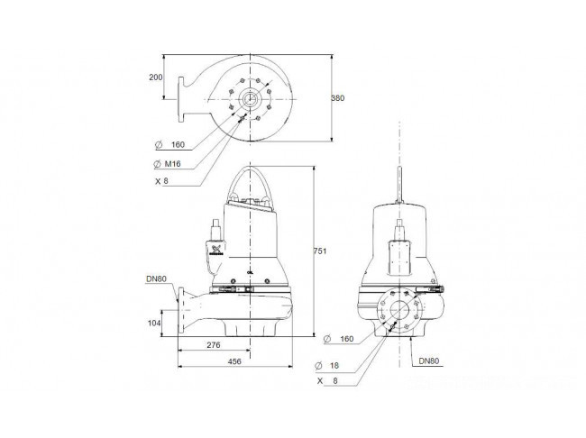 Насос канализационный GRUNDFOS SLV.80.80.60.A.EX.2.51D.C