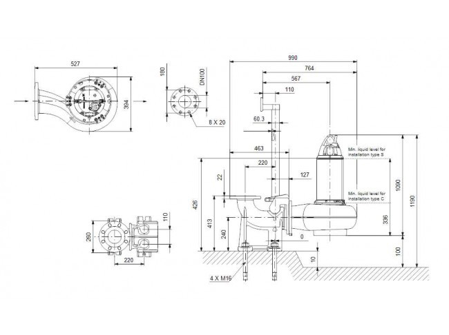 Насос канализационный Grundfos SEV.80.80.130.2.52H.C.N.51D
